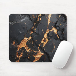 Elegant svart marmor med guldådror Modern konst Musmatta