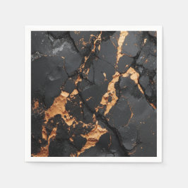 Elegant svart marmor med guldådror Modern konst Pappersservett