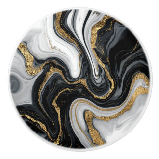 Elegant svart marmor med guldstrukturerad knopp