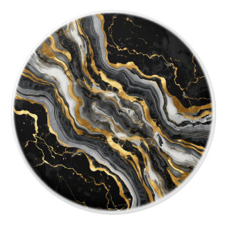 Elegant svart marmor med guldstrukturerad knopp