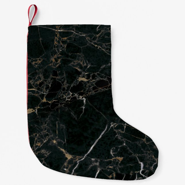 Elegant svart marmor: Texturerad bakgrund Liten Julstrumpa (Framsidan)