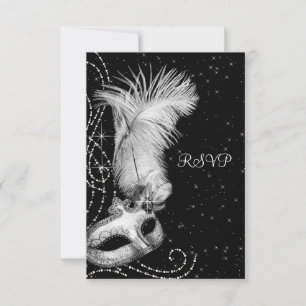 Elegant svart maskeradbal vita OSA kort