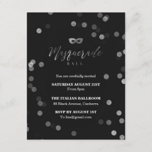 Elegant svart maskeradbalsparty inbjudningar