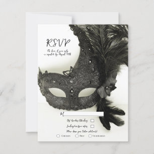 Elegant svart maskeradmask Salvia Bröllop RSVP Inbjudningar