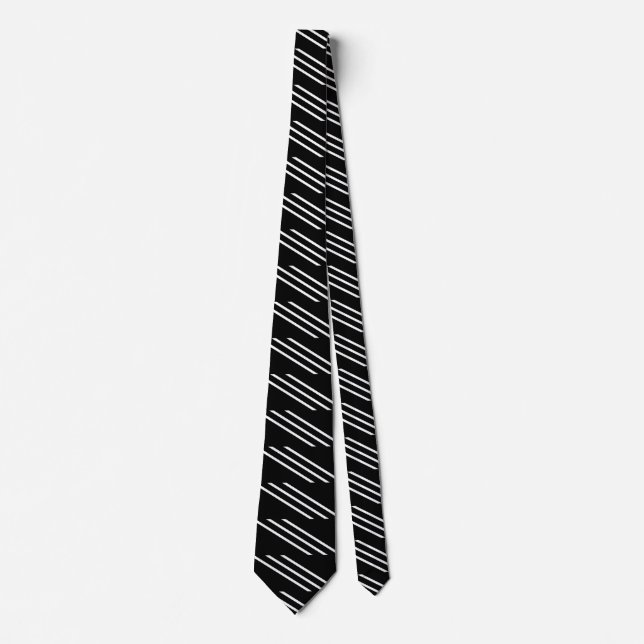 Elegant svart med 3 vita linjer slips (Framsida)