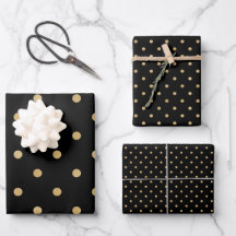 Elegant svart med guld polka prickar