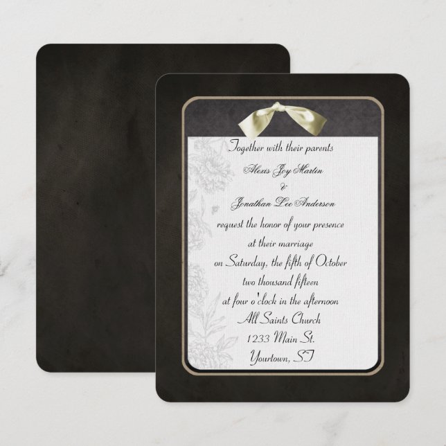 Elegant svart med ram inbjudningar (Fram/baksida)