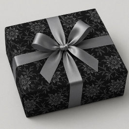Elegant svart med silverdamask presentpapper