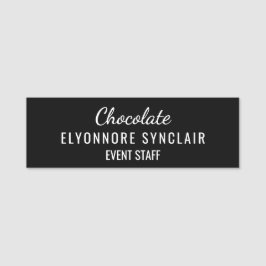 Elegant svart minimal choklad event personal  namnbricka
