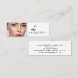 Elegant svart minimal skript monogram smink mini visitkort