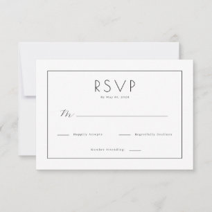 Elegant Svart Minimalist RSVP OSA Kort