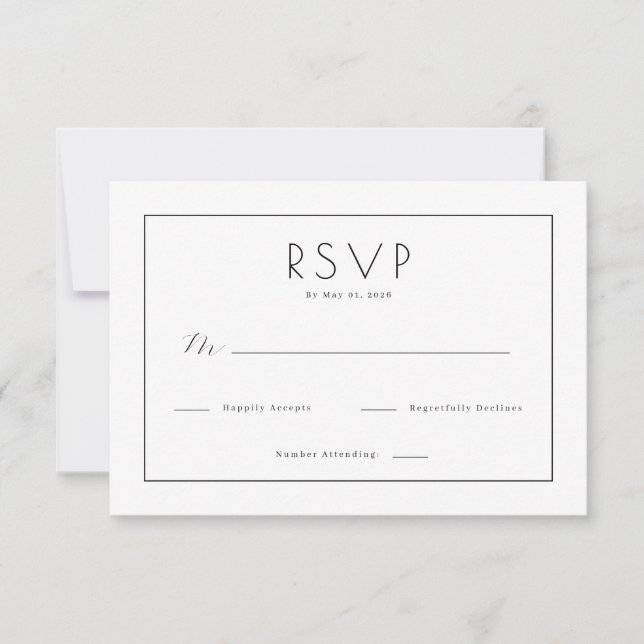 Elegant Svart Minimalist RSVP OSA Kort (Framsida)