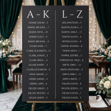 Elegant Svart Minimalistisk Alfabetisk Bröllopspla