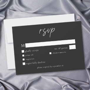 Elegant svart minimalistisk bröllop OSA kort