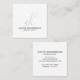 Elegant svart modernt skript monogram sminkartist fyrkantigt visitkort