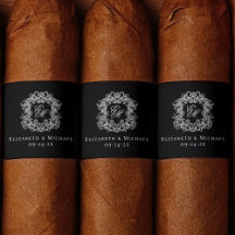 Elegant svart monogram bröllopskrönika cigarrettba