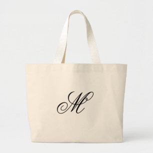 Elegant svart monogram initial  jumbo tygkasse