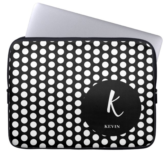 Elegant svart monogram laptopfodral laptop fodral (Framsidan)