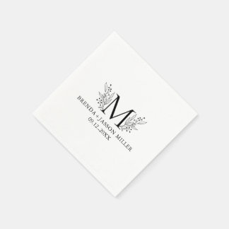 Elegant svart monogram nylott pappersservett