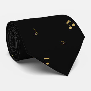 Elegant svart mönster med musiknoter slips