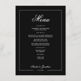 Elegant Svart Mörk Romantisk Vinterbröllop Meny