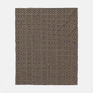 Elegant svart och beige grekiskt mönster fleecefilt