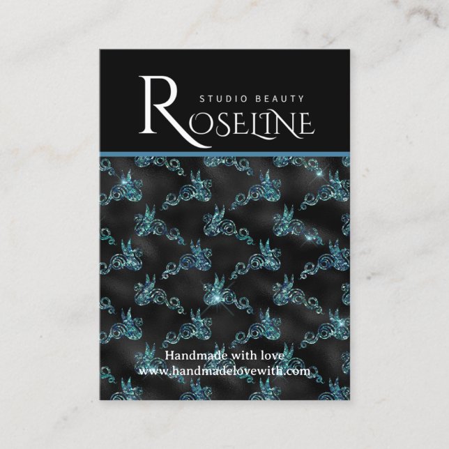 Elegant Svart och blå visning för geometriska juve Visitkort (Framsida)