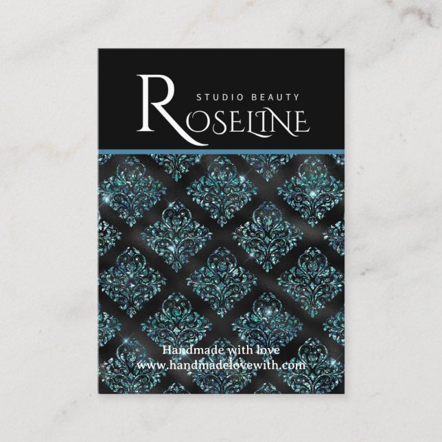 Elegant Svart och blå visning för geometriska juve Visitkort (Framsida)