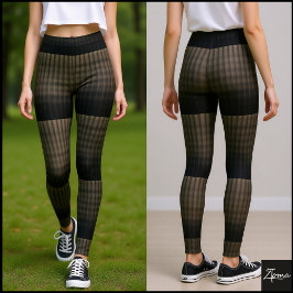 elegant svart och brun rutig - Cyber Plaid Leggings