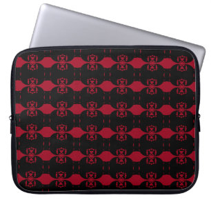 Elegant svart och burgunderröd abstrakt mönster laptop fodral