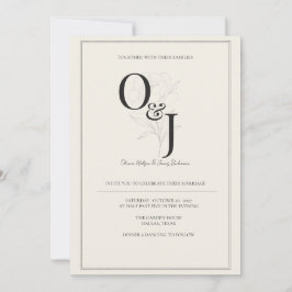 Elegant svart och elfenbens typografi bröllop inbjudningar