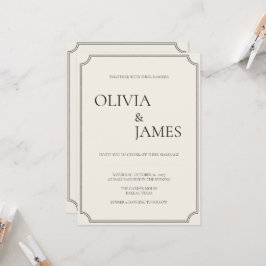 Elegant svart och elfenbens typografi bröllopsinbj