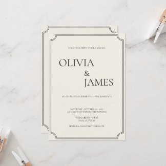 Elegant svart och elfenbens typografi bröllopsinbj