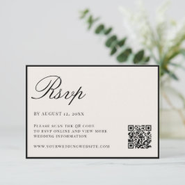 Elegant svart och elfenbensfärgad QR-kod bröllop i OSA Kort