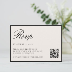 Elegant svart och elfenbensfärgad QR-kod bröllop i OSA Kort