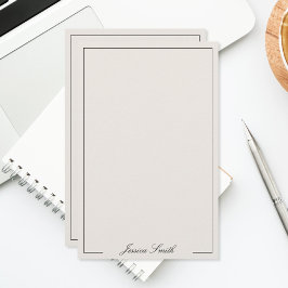 Elegant svart och elfenbensfärgad skriptmonogram brevpapper
