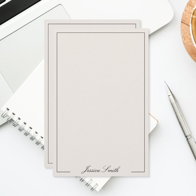 Elegant svart och elfenbensfärgad skriptmonogram brevpapper (Skapare uppladdad)