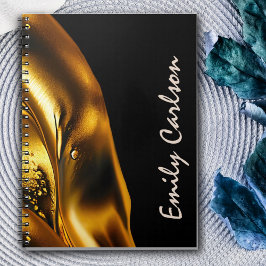 Elegant svart och faux flytande guld anteckningsbok