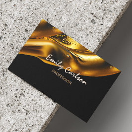 Elegant svart och faux flytande guld magnetiska visitkort
