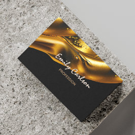 Elegant svart och faux flytande guld visitkort