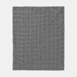 Elegant svart och grå grekisk mönstrad fleecefilt