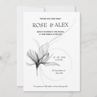 Elegant svart och grå rök blomsterbröllopsinbjudan inbjudningar