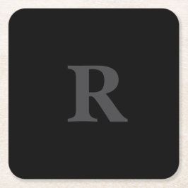 Elegant svart och grått monogram underlägg papper kvadrat