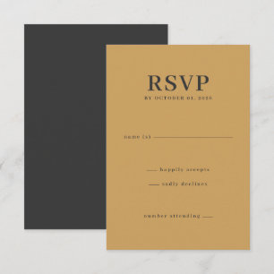 Elegant svart och gul RSVP-kort OSA Kort