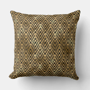 Elegant svart och guld 1920-tal Art Deco Vintage Kudde
