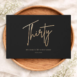 Elegant svart och guld 30-års födelsedagsfest gästböcker