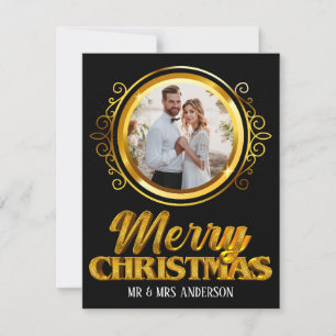 Elegant svart och guld 3d God Jul herr och fru Julkort