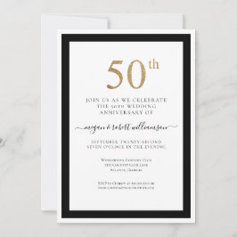 Elegant svart och guld 50-års bröllopsjubileum inbjudningar