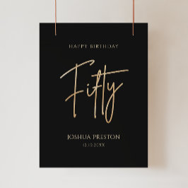 Elegant svart och guld 50-års födelsedagsaffisch poster