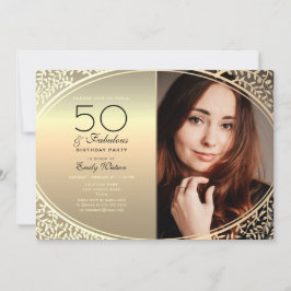 Elegant svart och guld 50-årsdag inbjudningar